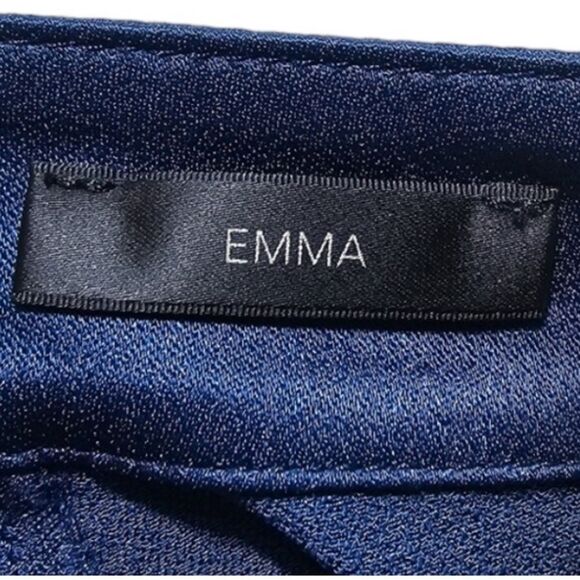 St. John $495 Women’s Emma Blue Satin Trouser Pants - 14 - Picture 4 of 11